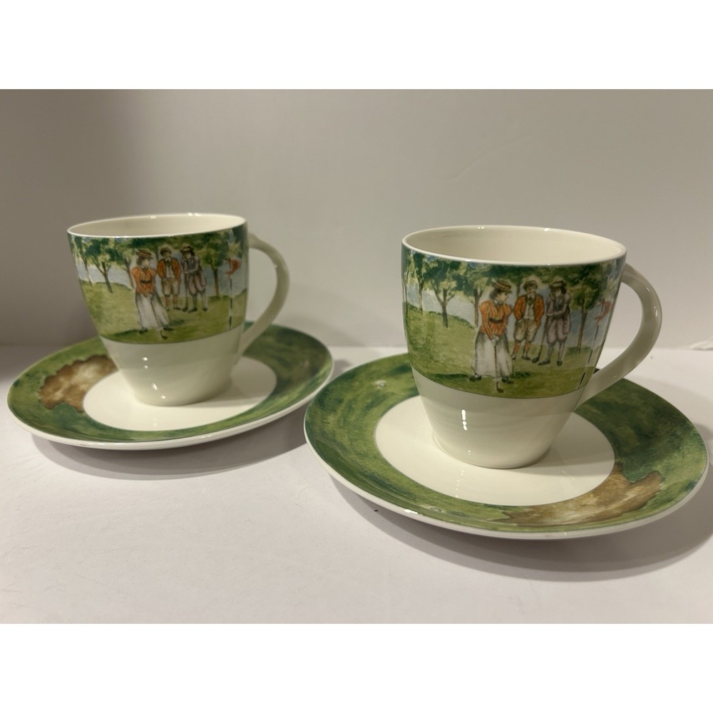 Mikasa Country Club Golf Cups & Saucers HK116 Set of 2 Ladies Golf Set